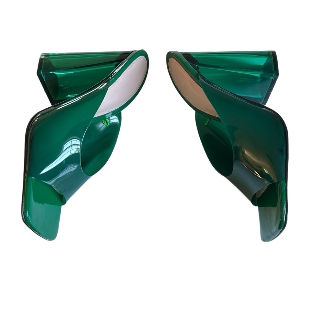 Zara Emerald Lucite Heel Sandals Clear Block Heel Square Toe 36 - Picture 6 of 15